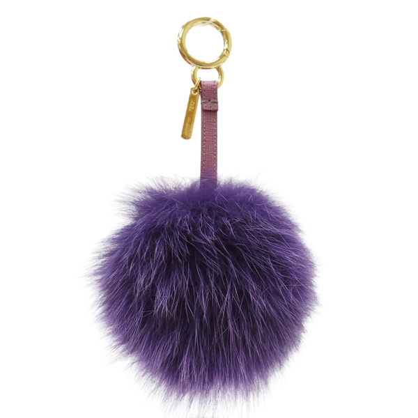 【二手名牌BRAND OFF】FENDI 芬迪 紫色 絨毛 Pom Pom 掛飾