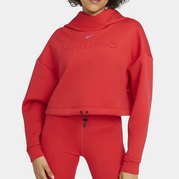 Nike Pro 女裝 長袖 帽T 寬版 休閒 訓練 導濕 速乾 靈活 紅【運動世界】DA0531-673 product thumbnail 2