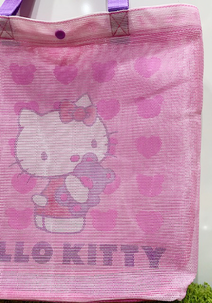 【震撼精品百貨】Hello Kitty 凱蒂貓~日本SANRIO三麗鷗KITTY網狀手提袋肩背包-愛心抱熊*30528 product thumbnail 4