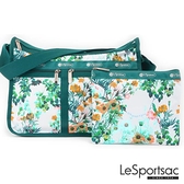 【南紡購物中心】LeSportsac - Standard 雙口袋A4大書包-附化妝包 (螢光白花) 7507P E611