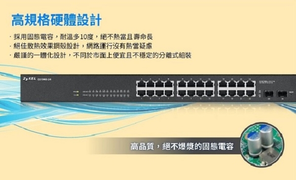 ZyXEL 合勤 GS1900-24 24埠Gigabit+2埠光纖智慧型管理交換器 product thumbnail 3