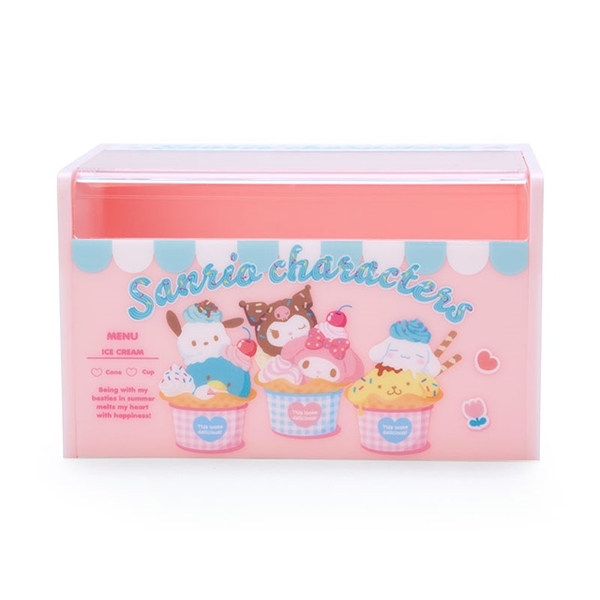 小禮堂 Sanrio大集合 方型塑膠掀蓋式收納盒 (甜蜜蜜冰淇淋店) 4550337-227565