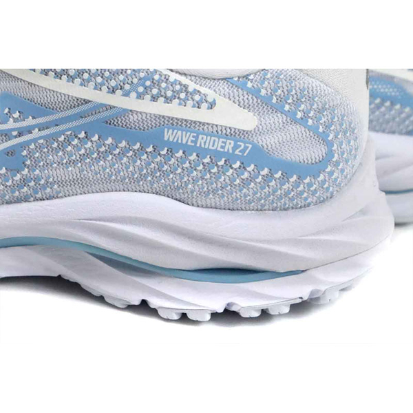 Mizuno WAVE RIDER 27 SW 美津濃 慢跑鞋 運動鞋 白/淺藍 女鞋 超寬楦 J1GD230676 no235 product thumbnail 5