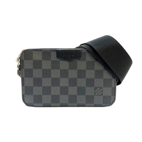 【二手名牌BRAND OFF】LOUIS VUITTON LV 路易威登 黑色 棋盤格 PVC塗層帆布 ALPHA 相機包 肩背包 N60418