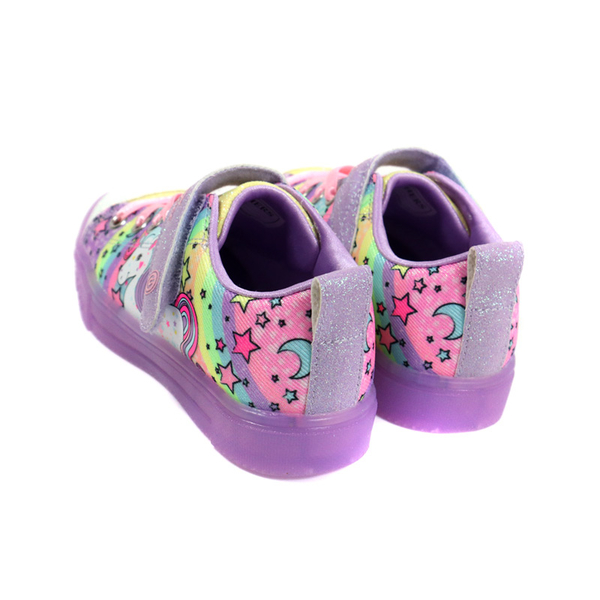 SKECHERS Twinkle Toes 休閒布鞋 電燈鞋 童鞋 魔鬼氈 紫/粉紅 314783LLVMT no694 product thumbnail 3