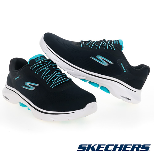 Skechers 女鞋 健走鞋 寬楦 避震 緩衝 GO WALK 7 黑藍【運動世界】125215WBKTQ product thumbnail 4