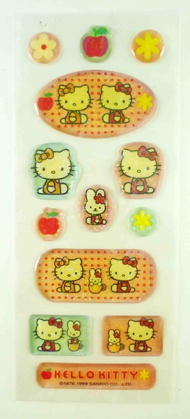 【震撼精品百貨】Hello Kitty 凱蒂貓~KITTY立體貼紙-橢圓蘋果