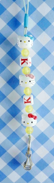 【震撼精品百貨】Hello Kitty 凱蒂貓~手機吊飾-白英文藍緞