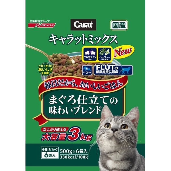 『寵喵樂旗艦店』日本日清CARAT克拉綜合貓糧貓飼料(6分裝入)-3kg