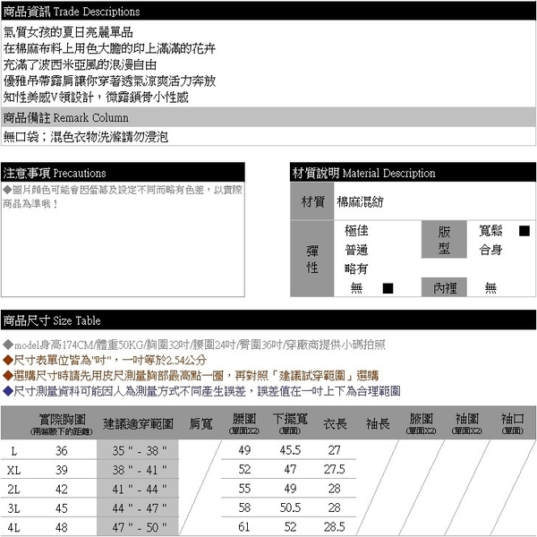 棉麻上衣--青春活力波西米亞風吊帶露肩花卉印圖棉麻長上衣(紅L-4L)-U566眼圈熊中大尺碼 product thumbnail 11