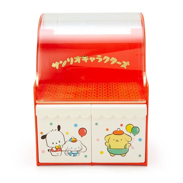 小禮堂 Sanrio大集合 透明棚蓋收納盒 紅 (光陰的故事) 4550337-490464