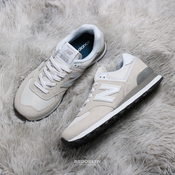 NEW BALANCE 休閒鞋 NB 574 白灰 麂皮 反光 復古 男女 ML574EVW