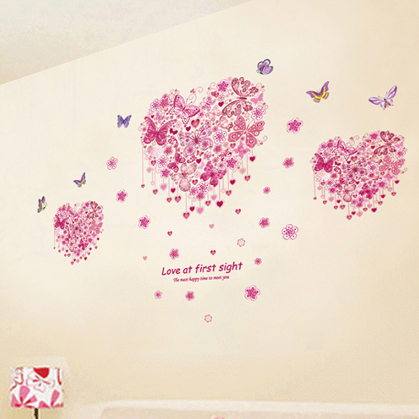 創意無痕壁貼 愛心蝴蝶 DIY組合可移動壁貼 牆貼 壁紙 背景貼