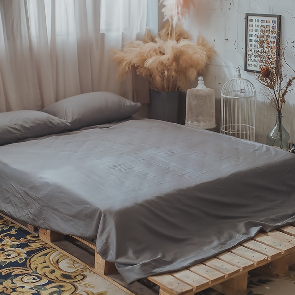 Life素色系列-紳士灰 S2單人床包雙人薄被套三件組 100%精梳棉(60支) 台灣製 棉床本舖
