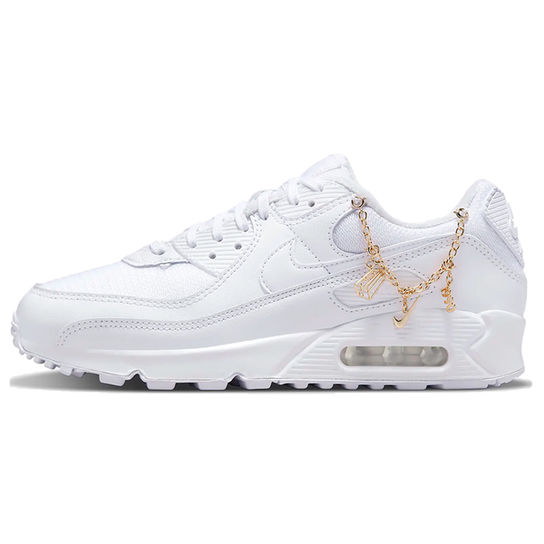 現貨】Nike Air Max 90 Premium 女鞋休閒緩震復古氣墊金鍊全白【運動