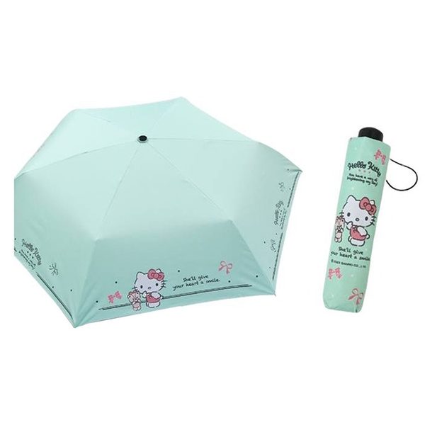 小禮堂 Hello Kitty 抗UV摺疊雨陽傘 (綠小熊款) 4713304-522814