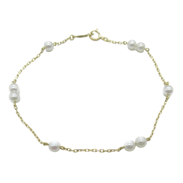 【二手名牌BRAND OFF】MIKIMOTO 御木本 3.8mm珍珠 18黃K金 手鍊