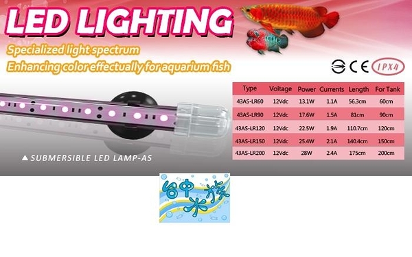 [ 台中水族 ]台灣hh-lr120-惠弘 led水中燈-龍魚增豔燈具 120cm / 4尺/14.3w 特價