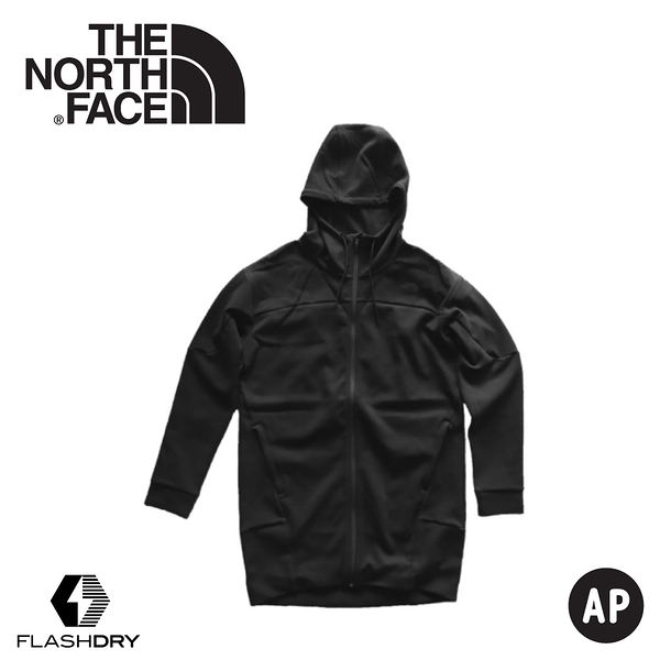 【The North Face 女 FlashDry-XD快乾長版保暖外套《黑》】3YVP/運動休閒衫/連帽外套/休閒外套