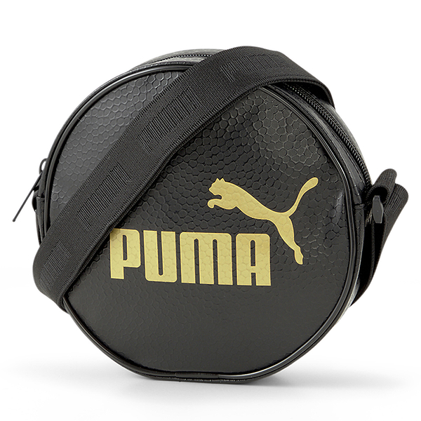 PUMA Core Up 側背包 圓包 小包 黑 金【運動世界】07830701