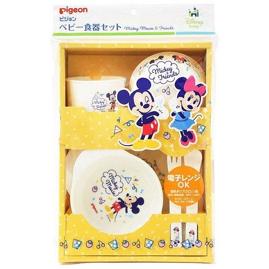 【震撼精品百貨】Micky Mouse_米奇/米妮 ~日本Disney迪士尼 米奇Pigeon Pigeon 貝親嬰兒餐具7件套裝*03184