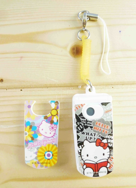 【震撼精品百貨】Hello Kitty 凱蒂貓~可換殼手機吊飾-黑花手機