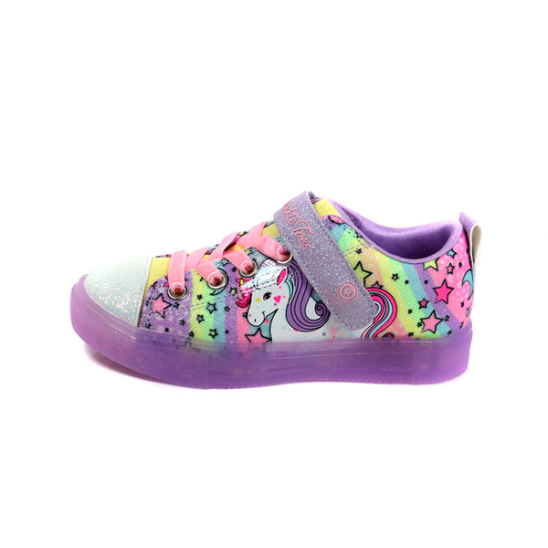SKECHERS Twinkle Toes 休閒布鞋 電燈鞋 童鞋 魔鬼氈 紫/粉紅 314783LLVMT no694 product thumbnail 2