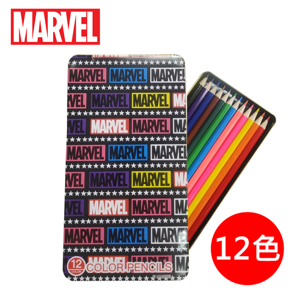 【正版授權】漫威英雄 色鉛筆 12色 鐵盒裝 彩色鉛筆 六角色鉛筆 MARVEL - 268861