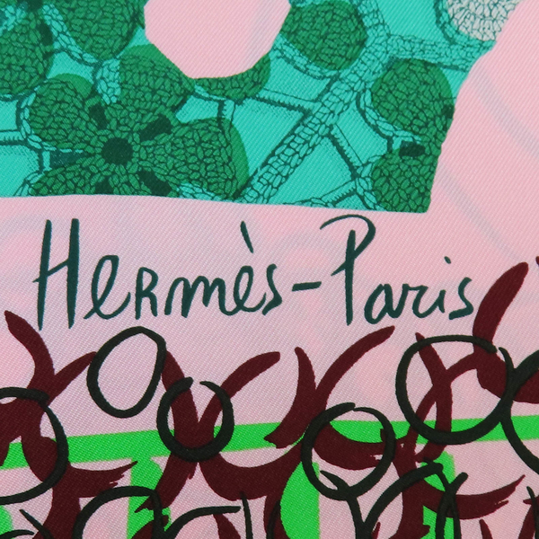 【二手名牌BRAND OFF】HERMES 愛馬仕 粉色 La Maison des Oiseaux Parleurs 方巾 90x90 product thumbnail 7