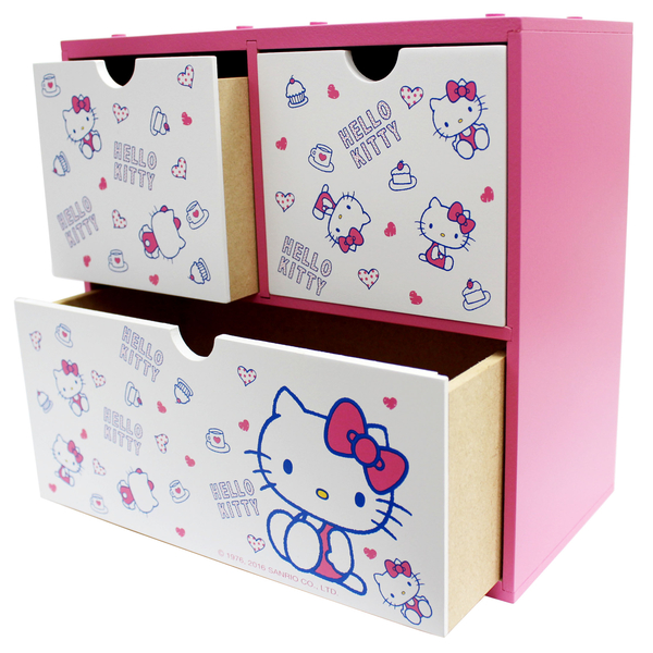 【震撼精品百貨】Hello Kitty 凱蒂貓~HELLO KITTY多多積木三抽收納盒 product thumbnail 3
