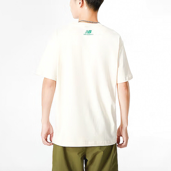 NEW BALANCE ATH SS TEE 米黃 絨面LOGO 標語 穿搭 短T AMT23561MCU product thumbnail 3