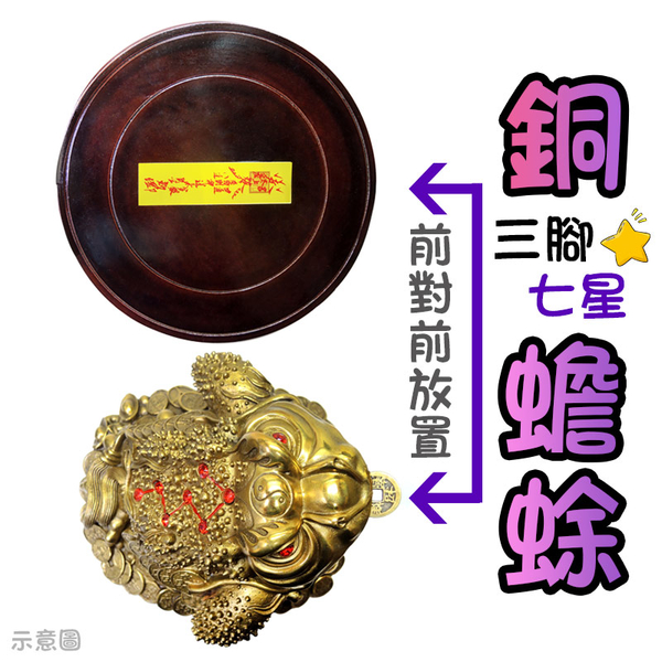 【吉祥開運坊】【 銅金蟾蜍 中型 附旋轉底座 招財金蟾蜍 七星三腳銅蟾蜍】開光 擇日 product thumbnail 5