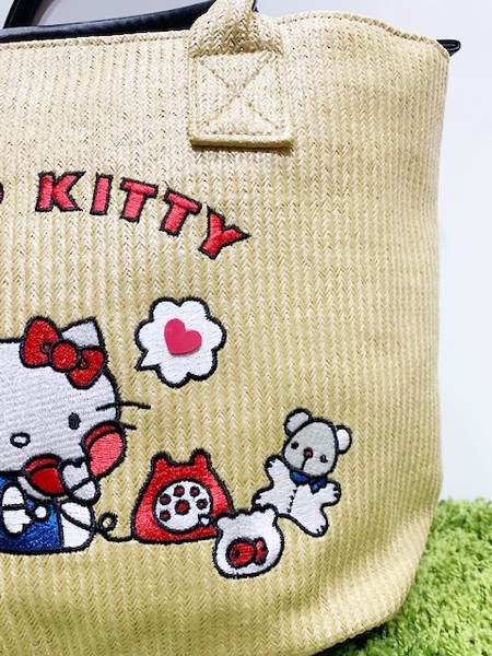 【震撼精品百貨】Hello Kitty 凱蒂貓~日本三麗鷗 kitty 編織手提袋/側背包-刺繡#29618 product thumbnail 5