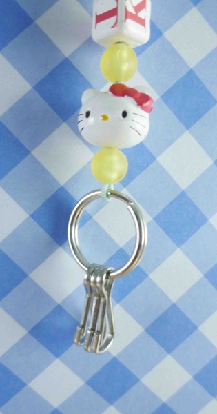 【震撼精品百貨】Hello Kitty 凱蒂貓~手機吊飾-白英文藍緞 product thumbnail 3