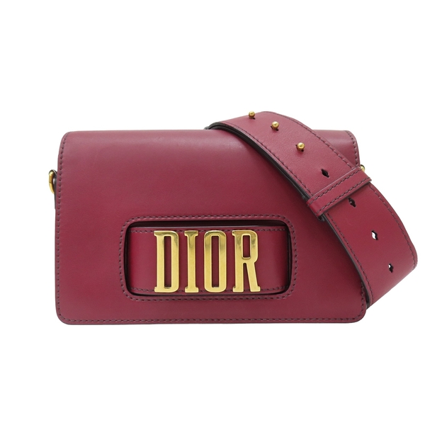 【二手名牌BRAND OFF】Dior 迪奧 酒紅色 牛皮 Dio(r)evolution Flap 肩背包