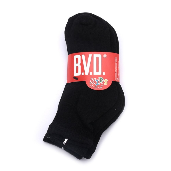 BVD 毛巾厚底襪 3入組 黑 童