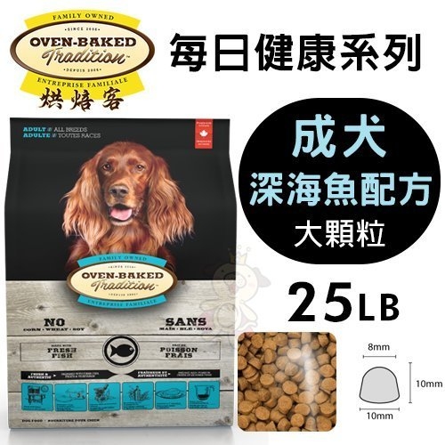 【免運】烘焙客(非吃不可)Oven-Baked《成犬-深海魚配方(大顆粒)》25磅『寵喵樂旗艦店』