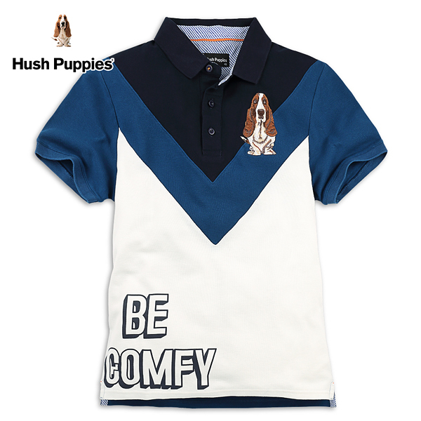 hush puppies polo衫 男裝v型剪接刺繡狗短袖polo衫