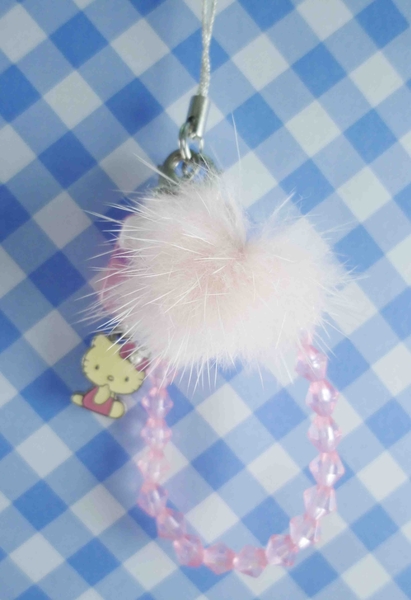 【震撼精品百貨】Hello Kitty 凱蒂貓~KITTY手機提帶-粉珠(毛) product thumbnail 2