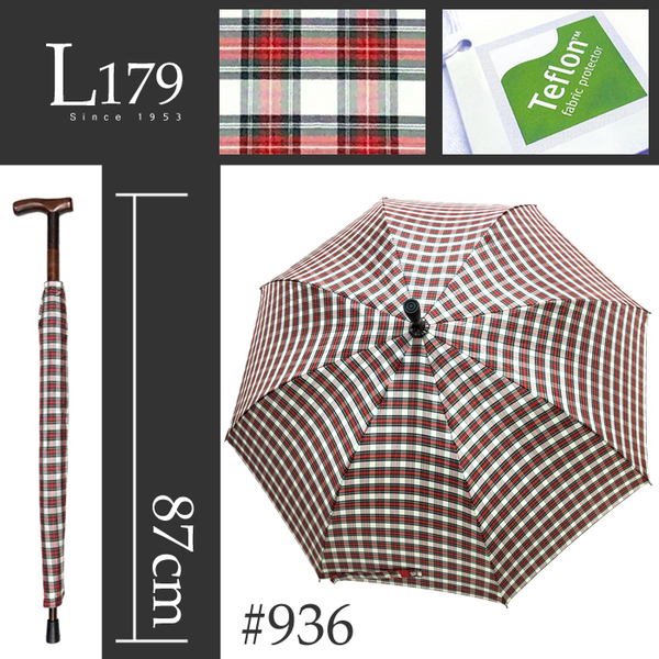 雨傘 萊登傘 調高型 健行傘 輔助 長輩禮物 超撥水 有如訂做 Leighton 紅白格 product thumbnail 4