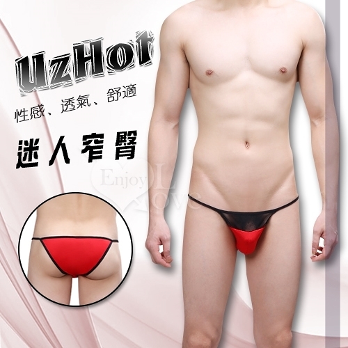 男內褲 推薦 情趣用品【UzHot 凸哈社】迷人窄臀‧高衩細帶網紗三角內褲