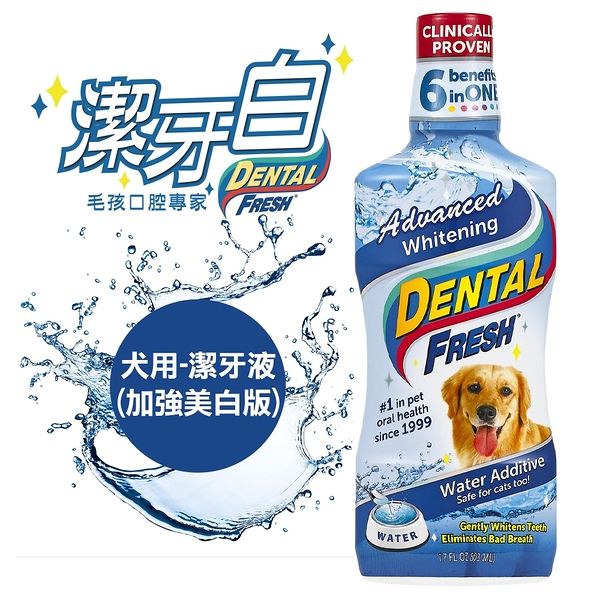 潔牙白DENTAL FRESH犬用-潔牙液(加強美白版)中瓶M號 (503ml) 17oz『寵喵樂旗艦店』