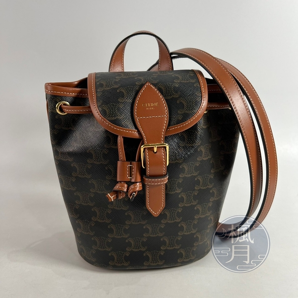 CELINE Triomphe Canvas Mini backpack folco in triomphe canvas and calfskin  (197662CAS.01BC, 197662CAS.04LU) in 2023