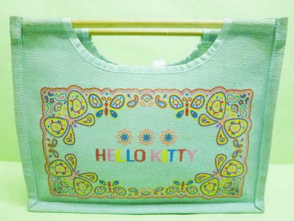 【震撼精品百貨】Hello Kitty 凱蒂貓~KITTY編織手提袋『和風彩色蝴蝶』 product thumbnail 2