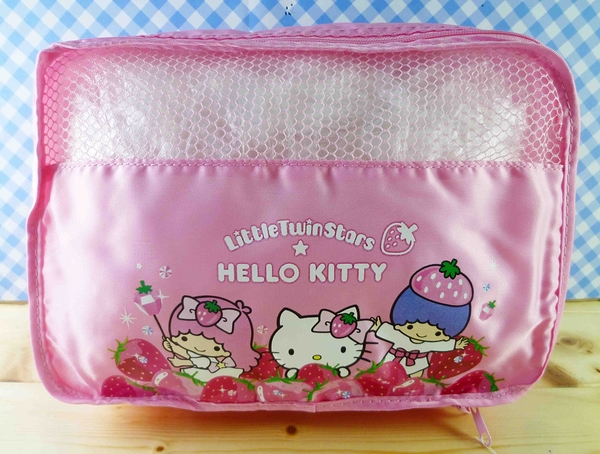 【震撼精品百貨】Hello Kitty 凱蒂貓~化妝包/筆袋-扁平化妝包-三麗鷗家族-旅行用