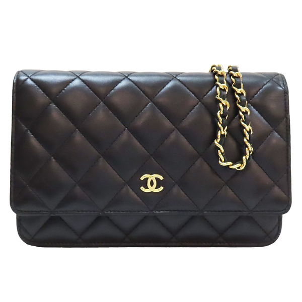 CHANEL 香奈兒 黑色 羊皮 菱格紋 Classic WOC 單肩鏈包 金扣 【二手名牌BRAND OFF】