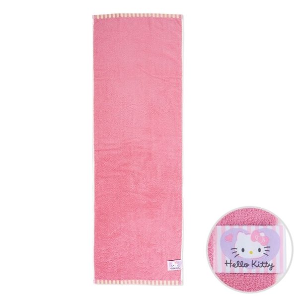 小禮堂 Hello Kitty 棉質吸水浴巾 40x120cm (粉黃素面款) 4550337-871430