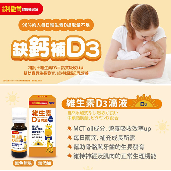 小兒利撒爾 維生素D3滴液 15ml 液體維生素 維他命D3 兒童補鈣 5949 product thumbnail 3