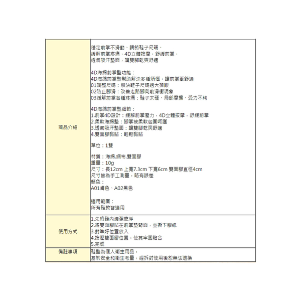 前掌墊．4D海綿前掌墊 掌心墊 高跟鞋前掌墊．1雙【鞋鞋俱樂部】【906-D38】 product thumbnail 3