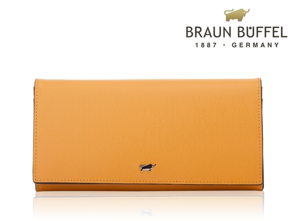 【全新品公司貨】BRAUN BUFFEL  真皮附拉鍊長夾 黃色 【寧寧小舖/台中30年老店】BF641-200-1